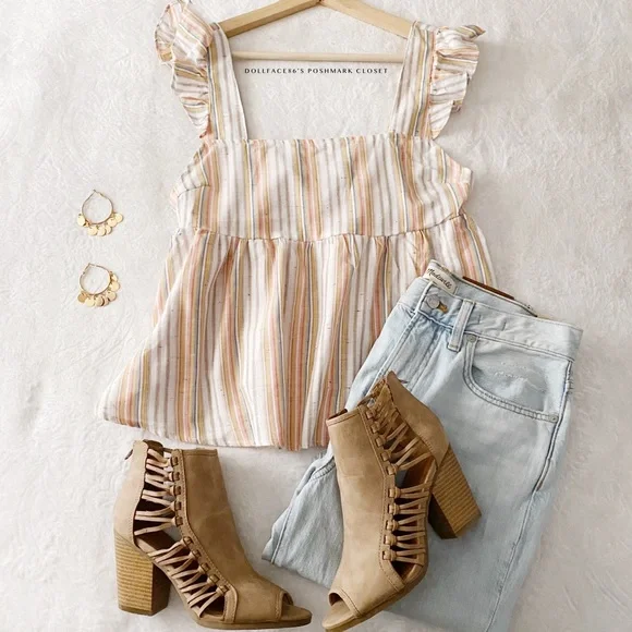 Vintage Style Stripe Babydoll Tank Top - Picture 8 of 10